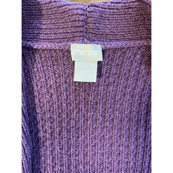 Chico’s Size 2 Purple Open Front Duster Cardigan Sweater Cotton Blend 12/14 - Picture 6 of 8